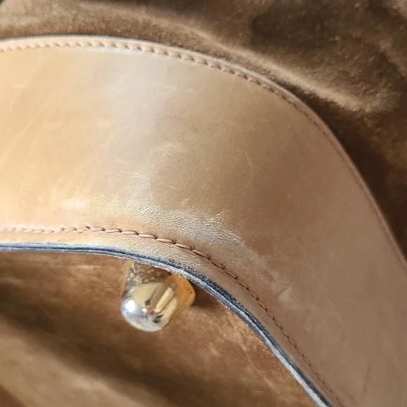 GUCCI suede travel bag, vintage, large rectangular satchel,  rare - Picture 11 of 16